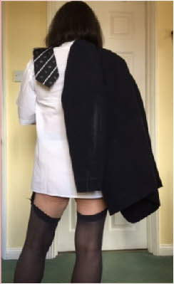 Spankee Cara in school uniform
