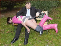 Ill-behaved woman spanked in the park