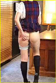 Naughty sub girl Melissa dresses as a schoolgirl for painful spanking